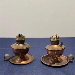 Vintage Stellar Copper Oil Lamps with Handles